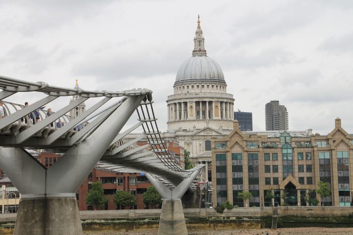 The Millennium Bridge and St Paul's Cathedral in London